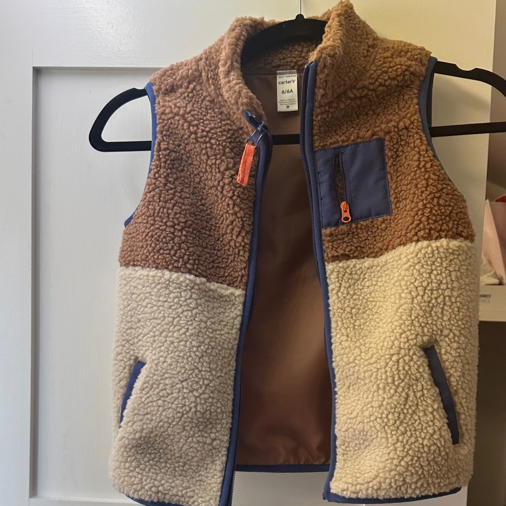 Carter's Brown and Cream Sherpa Vest